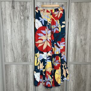 True Destination Palazzo Pants Size XL Tropical Floral Tassels Tiered